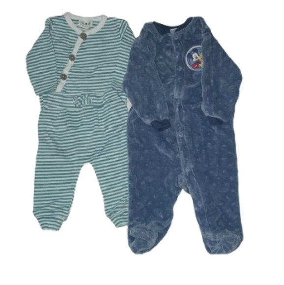 Bundle of 2-3/6M DisneyBaby Jumpsuit blue & RabitBear 2 piece Longsleeve w/Pants - Picture 1 of 6